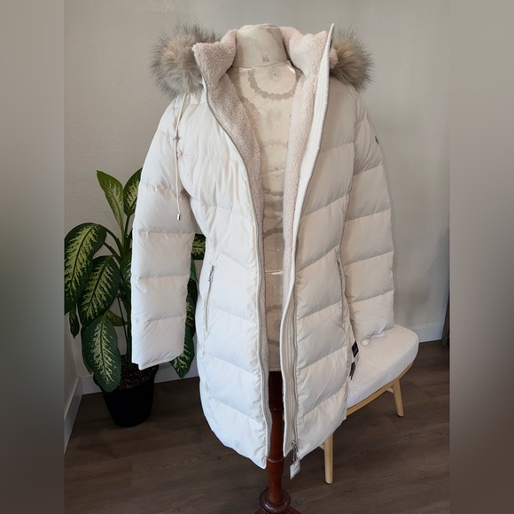 New Ralph Lauren RLL Faux-Fur-Trim Hooded Puffer Women’s Cream Coat Size M NWT - Picture 7 of 16